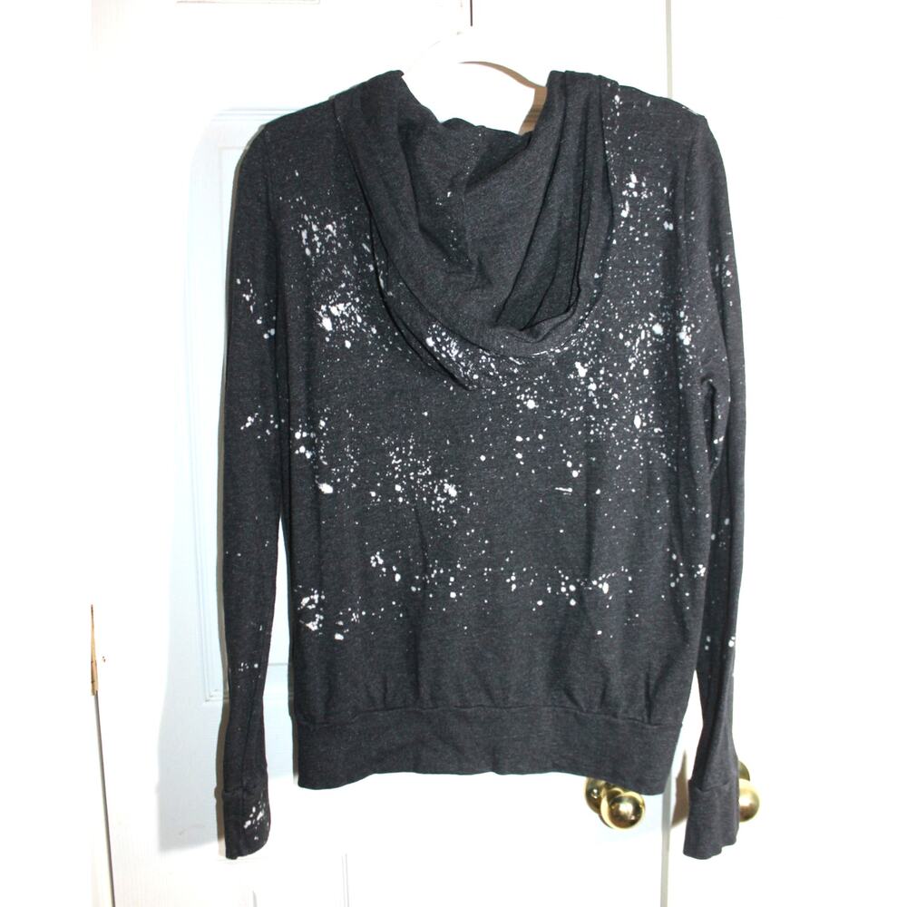 Monrow Black Splatter Pattern Full Zip Hoodie Swe… - image 3
